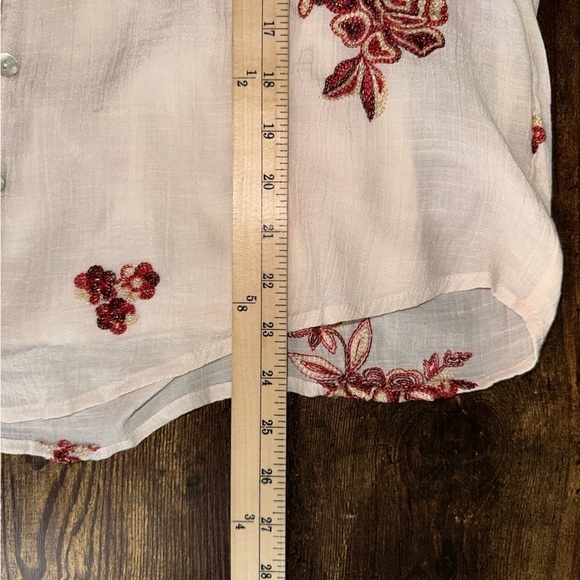 Figueroa & Flower Top Women XL Cream Floral Embroidered Country Boho Feminine - Picture 6 of 10